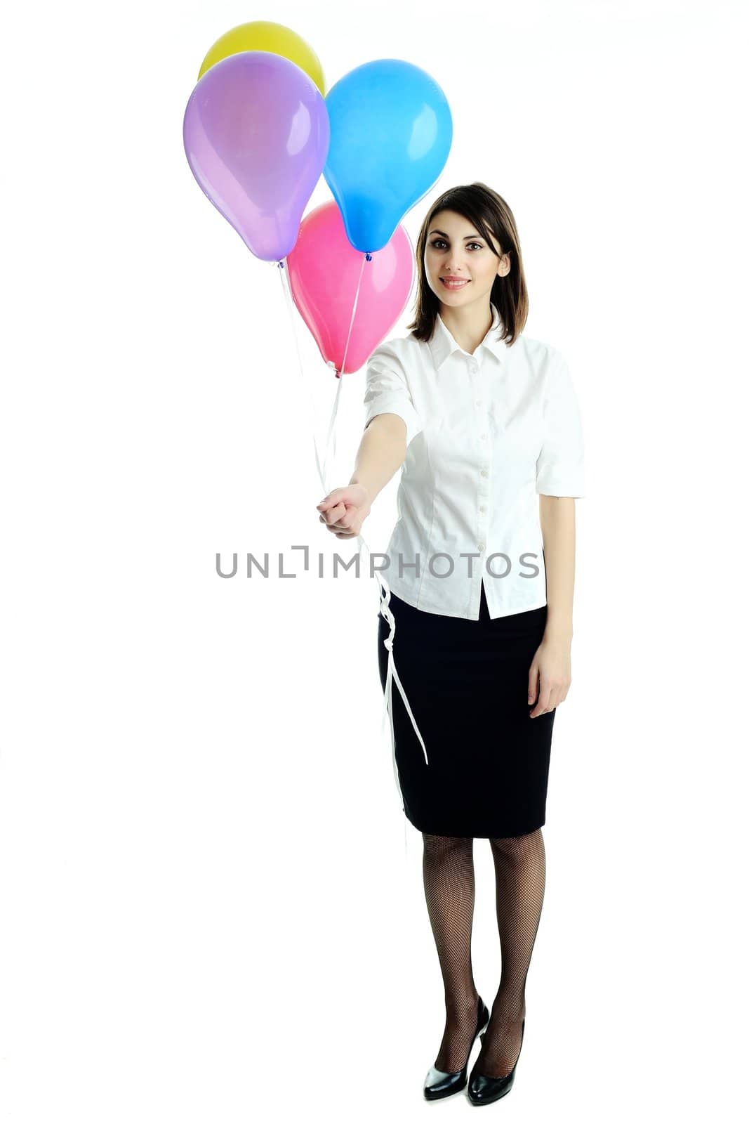 An image of a young woman with balloons