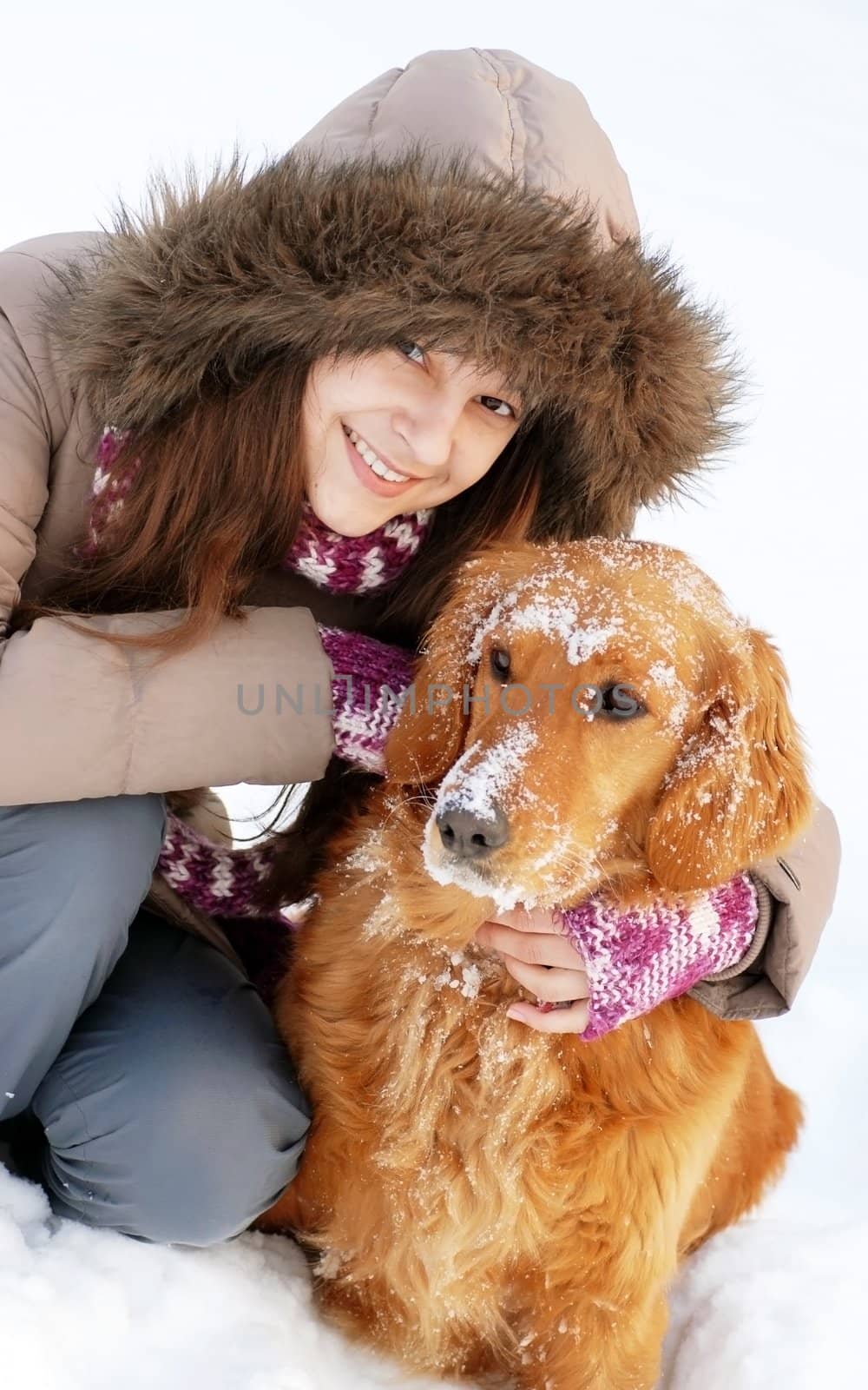 Smiling girl and her dog by simply
