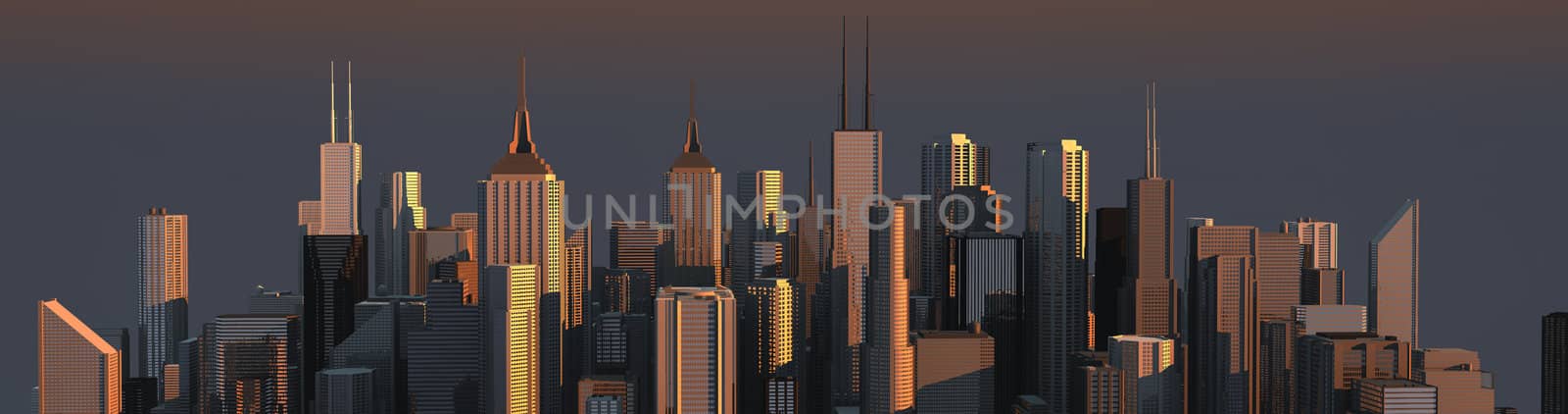 a skyline of a big imaginated city