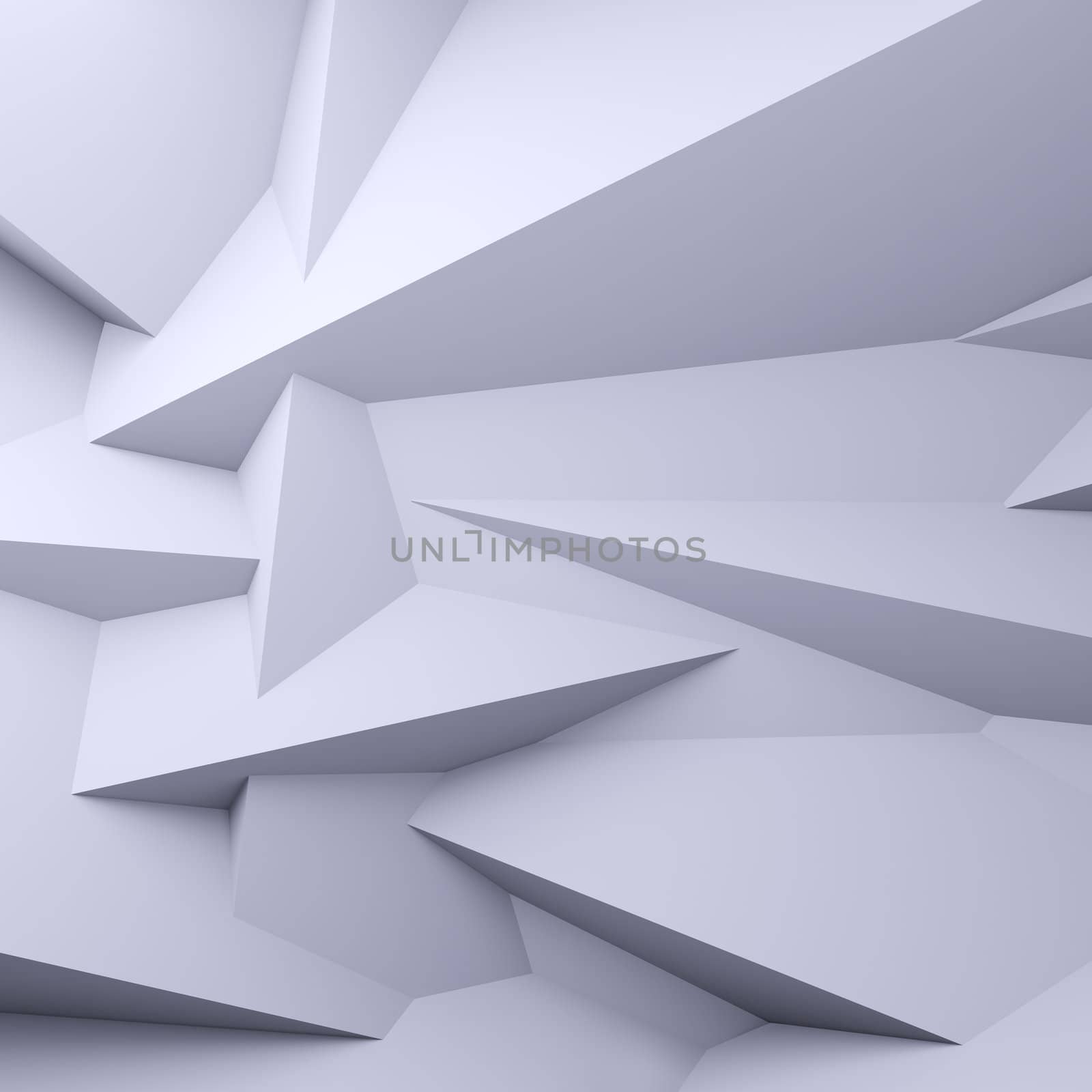 A 3d illustration of blank faceted white background.