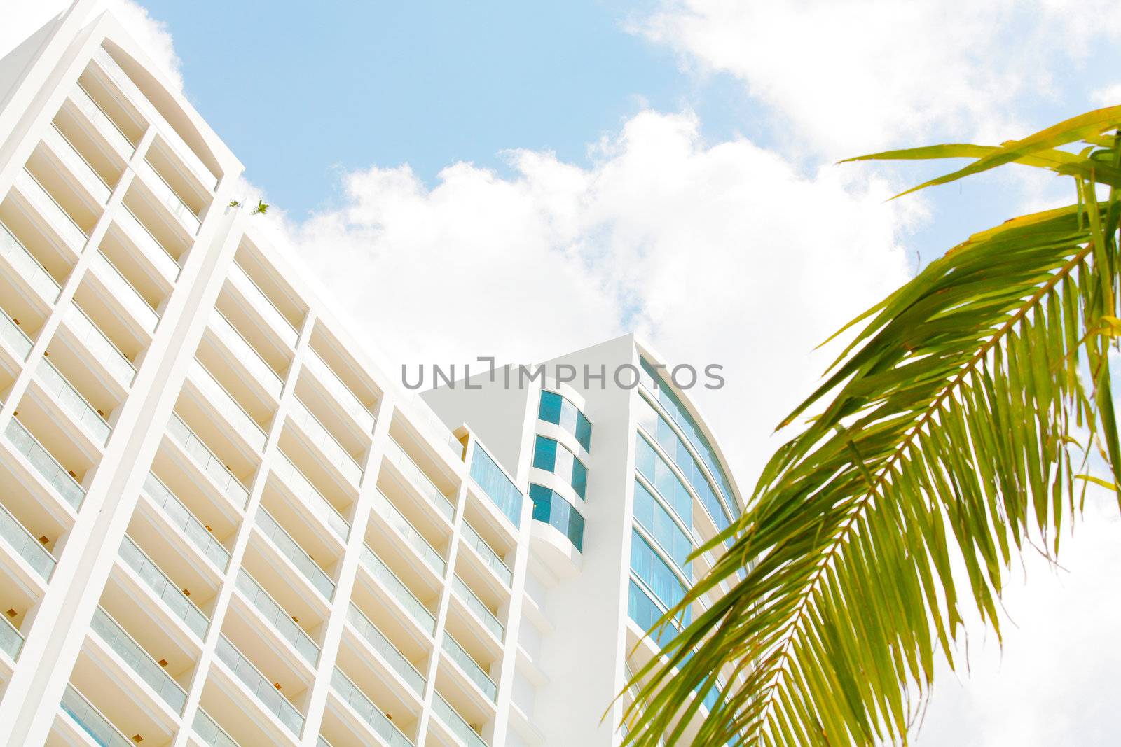 Skyline of luxury high rise apartments in beach Playa Bonita Panama.