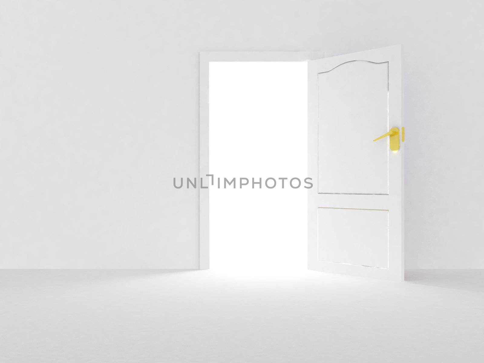 open door over white background