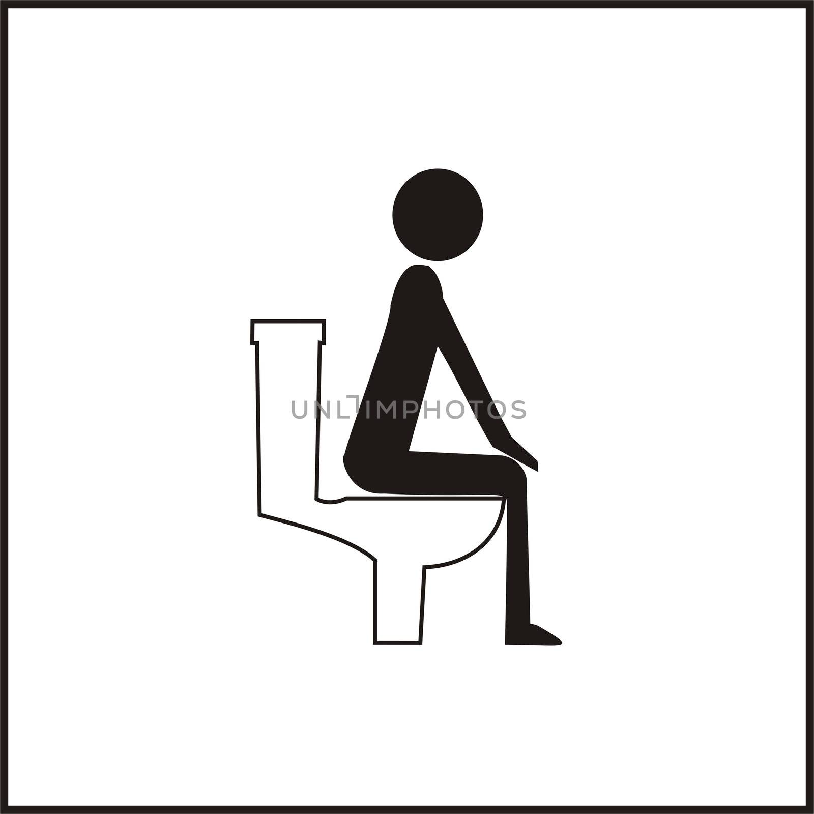 Icon of a correct position sitting in the toilet by dacasdo