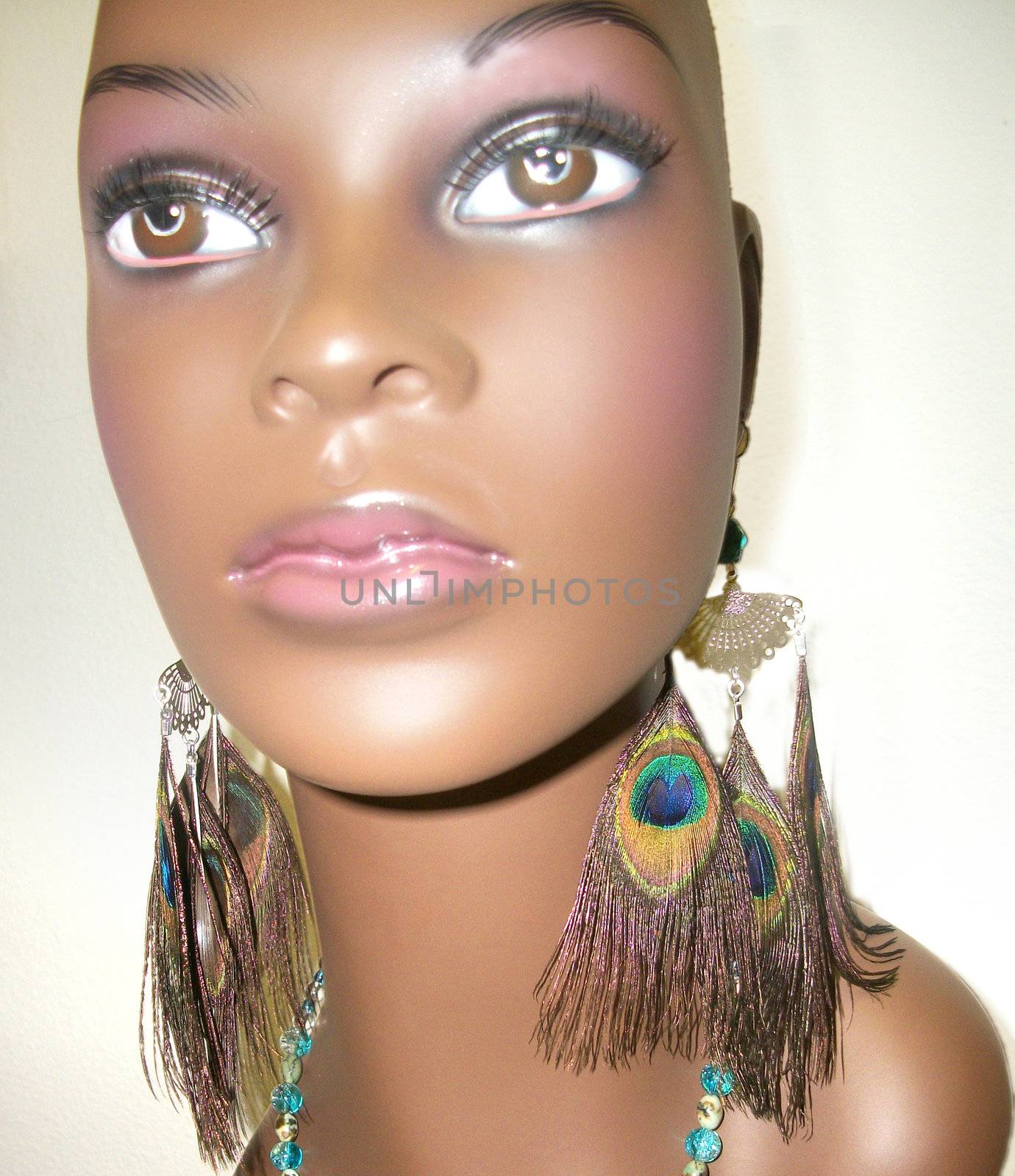 Peacock Feather Earrings Mannequin by basheeradesigns