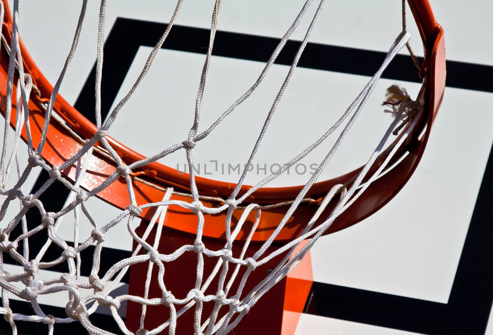 basketball rim and net placed outside