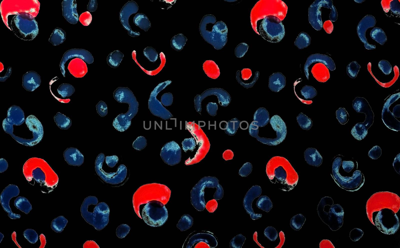 red and dark-blue colors elements on black background