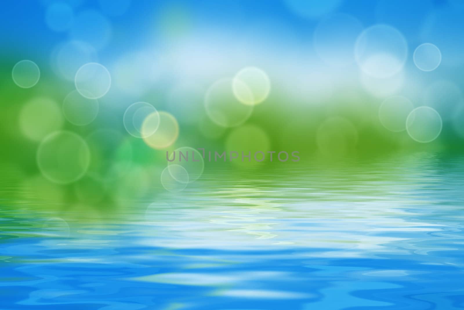 summer background with blurs and refelctions in water