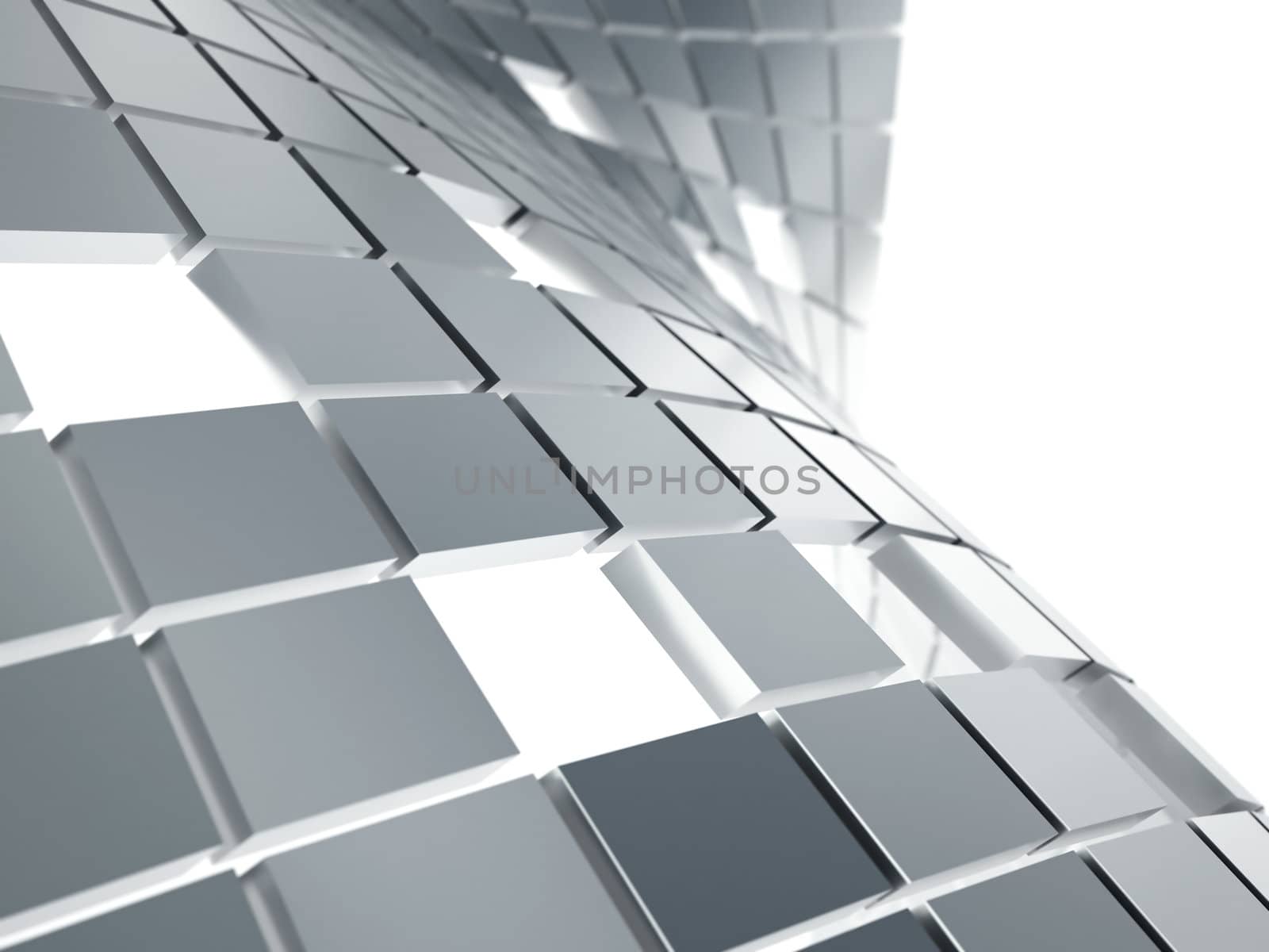 abstract background from gray metallic cubes on a white