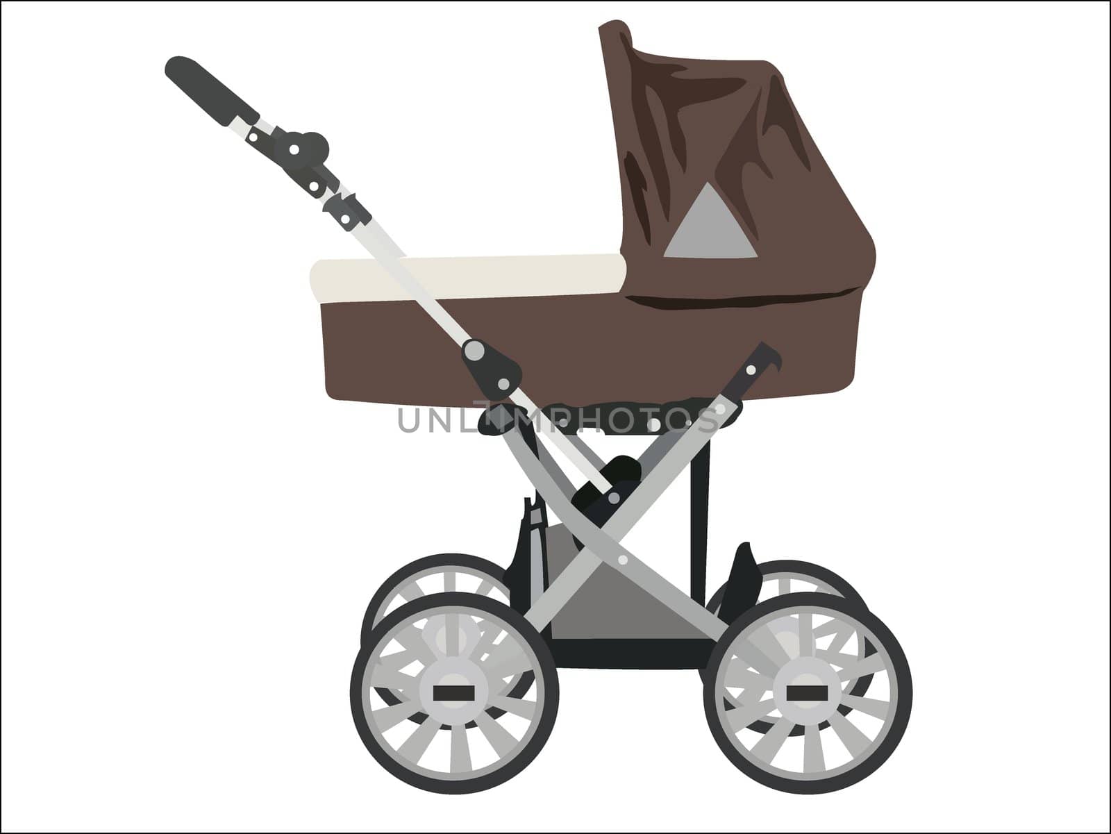 Zoomed baby stroller vector image on white background