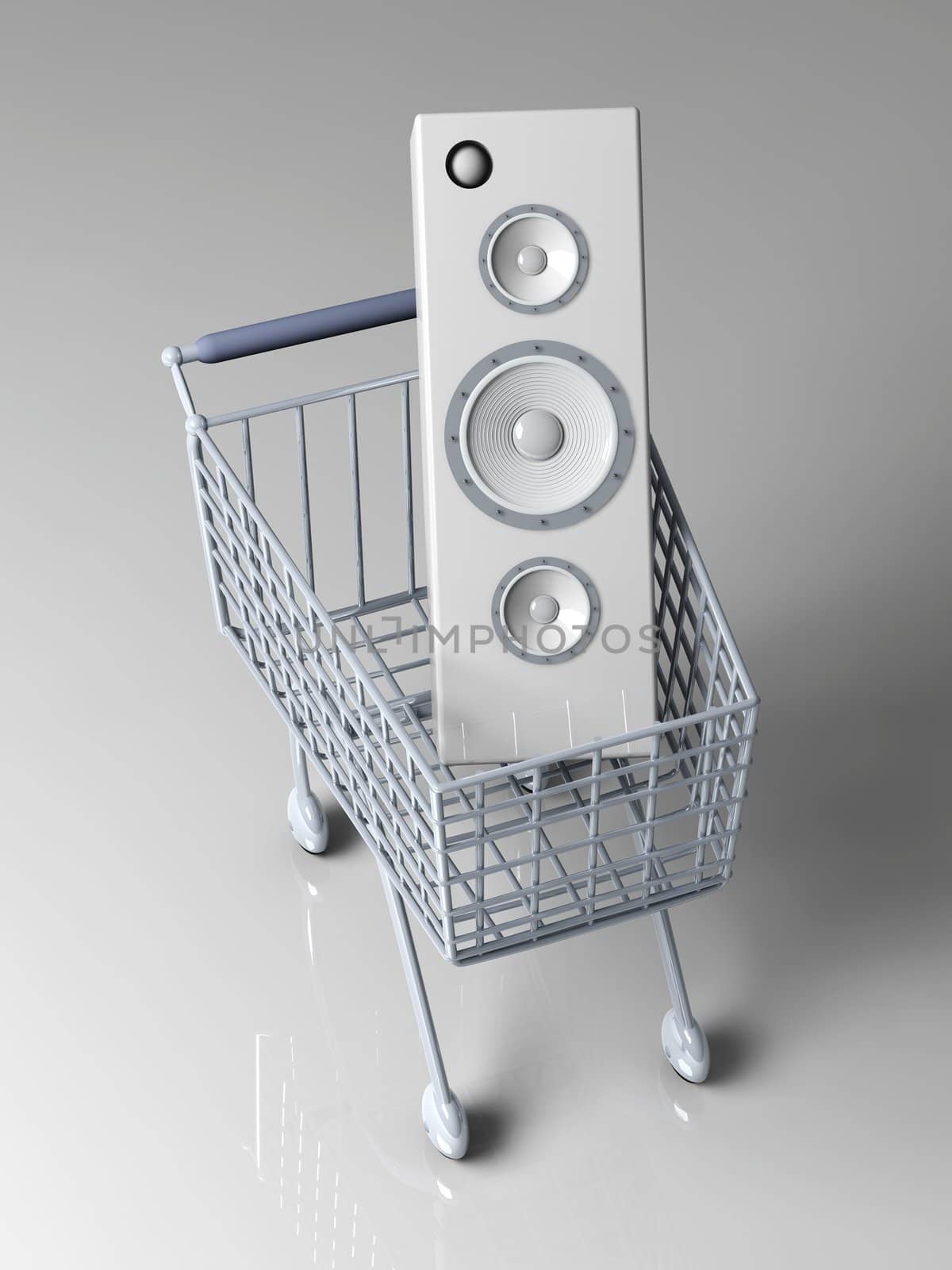 3D rendered Illustration. Shopping for Music.
