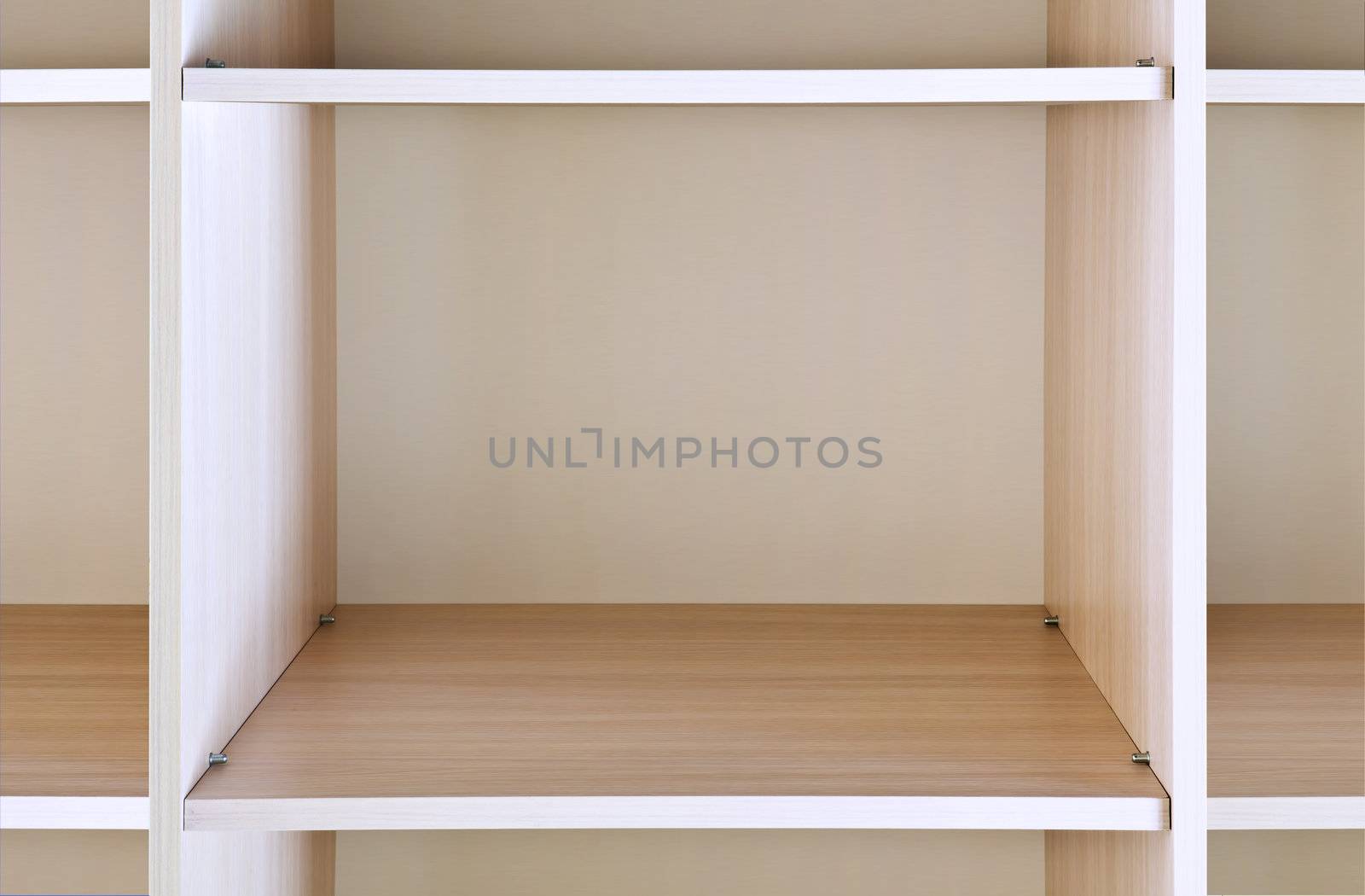 empty wooden shelf on the department store