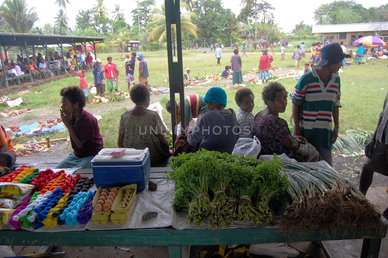 People on the village market in Papua New Guinea