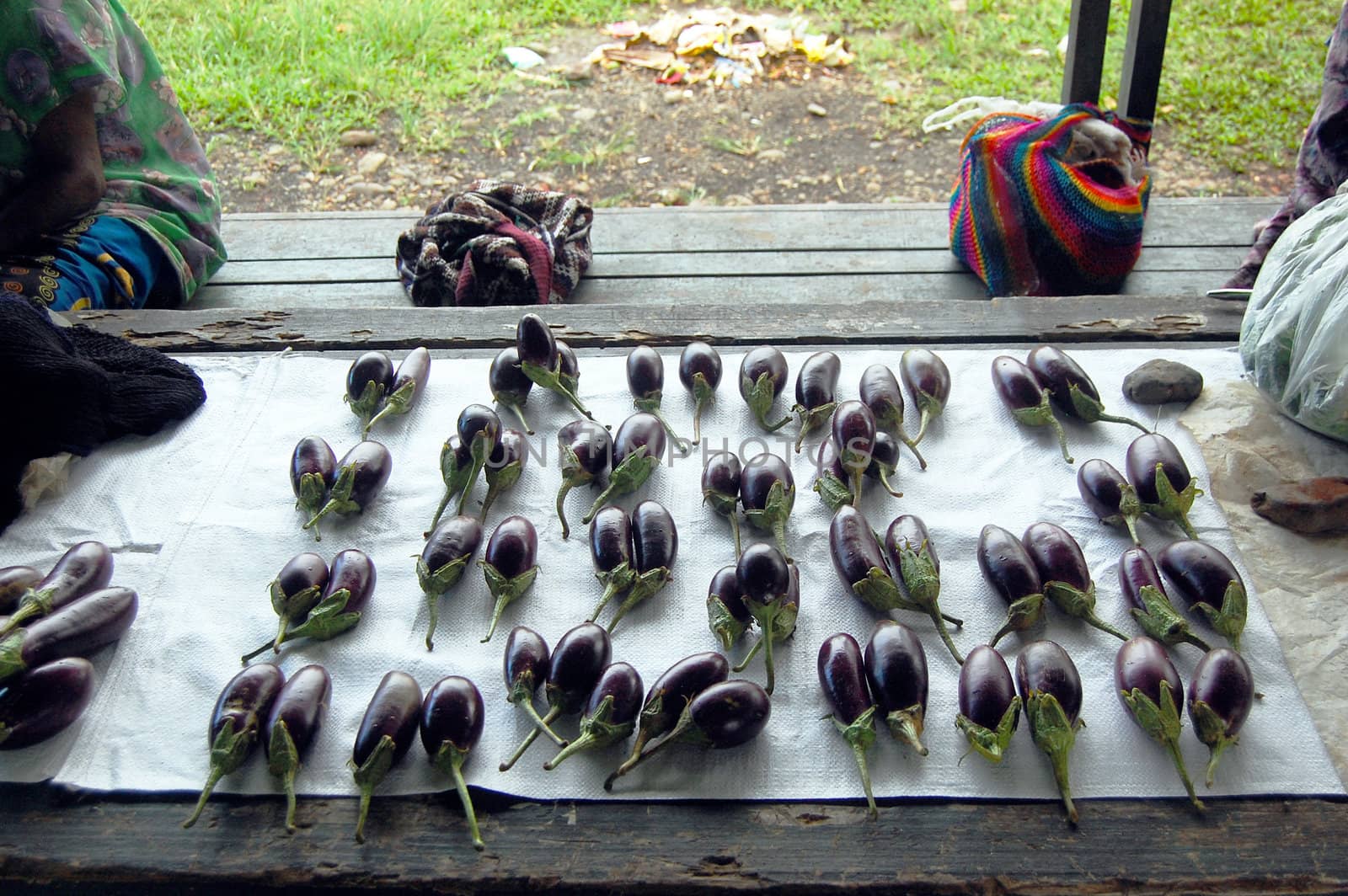 Marrows on table at the market, village in Papua New Guinea