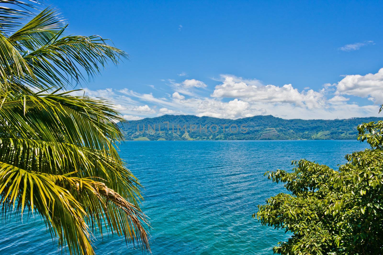 View of Lake Toba in Sumatra, Indonesia.
It is the largest and deepest volcanic crater lake in the world.