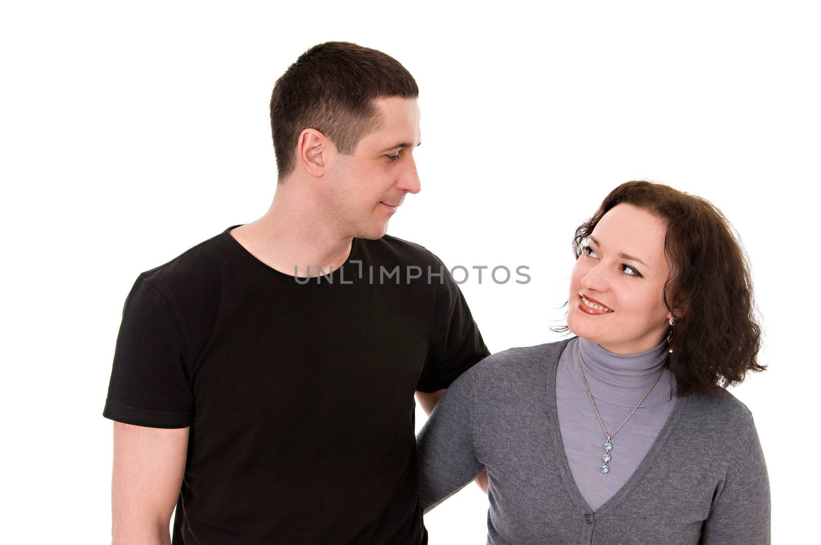 a happy couple isolated on white background