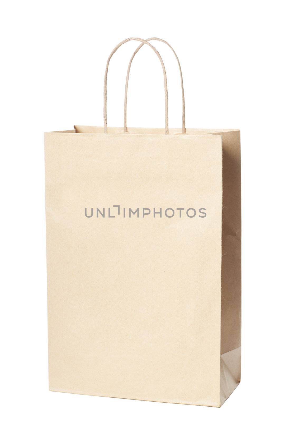 Single paper bag isolated over white background