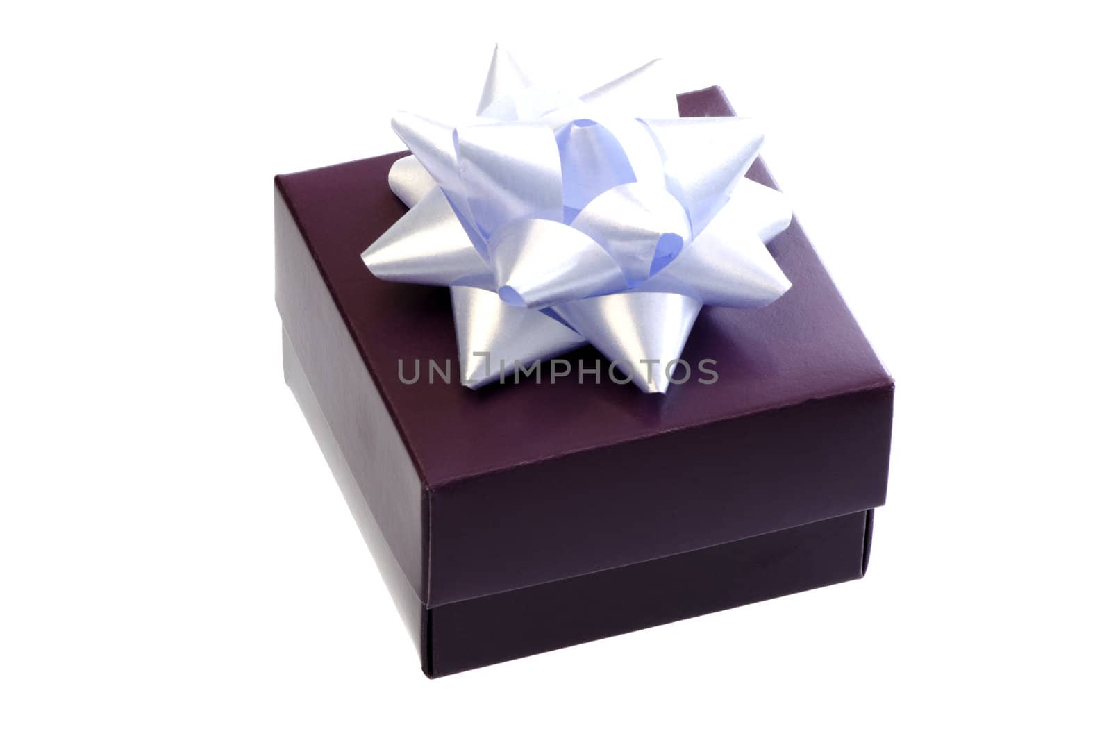 Gift box with bow isolated on white background.