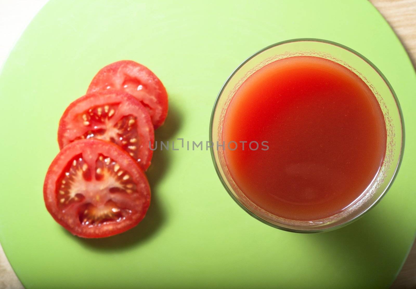 Tomato Juice and Slices from Above by frannyanne