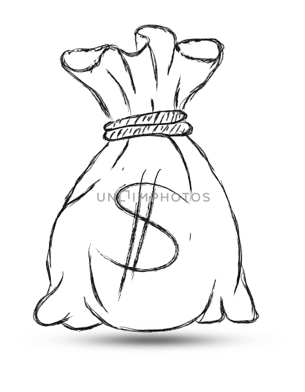 Doodle style money bag finance and business