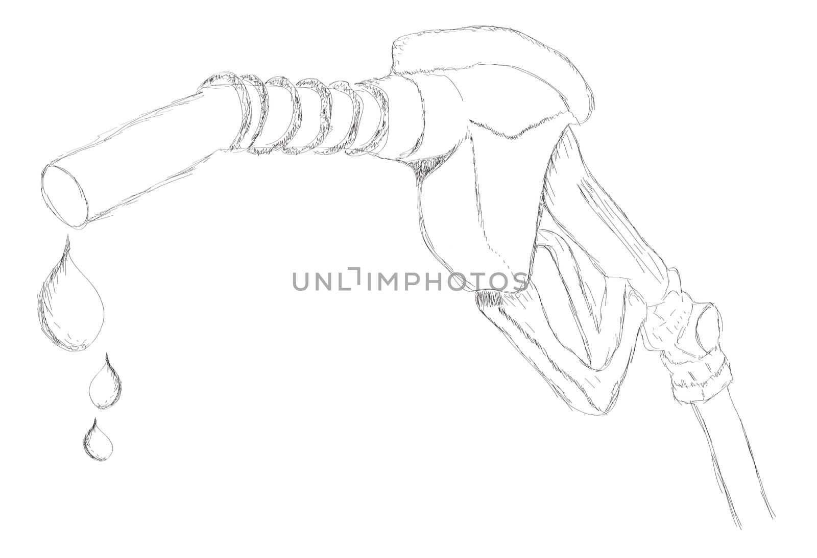 sketch   a dripping gas pump nozzle