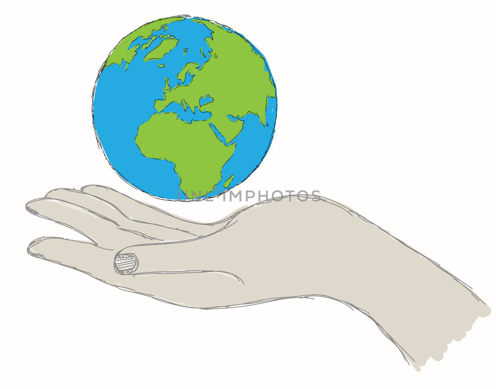 earth supported by hands. Abstract sign