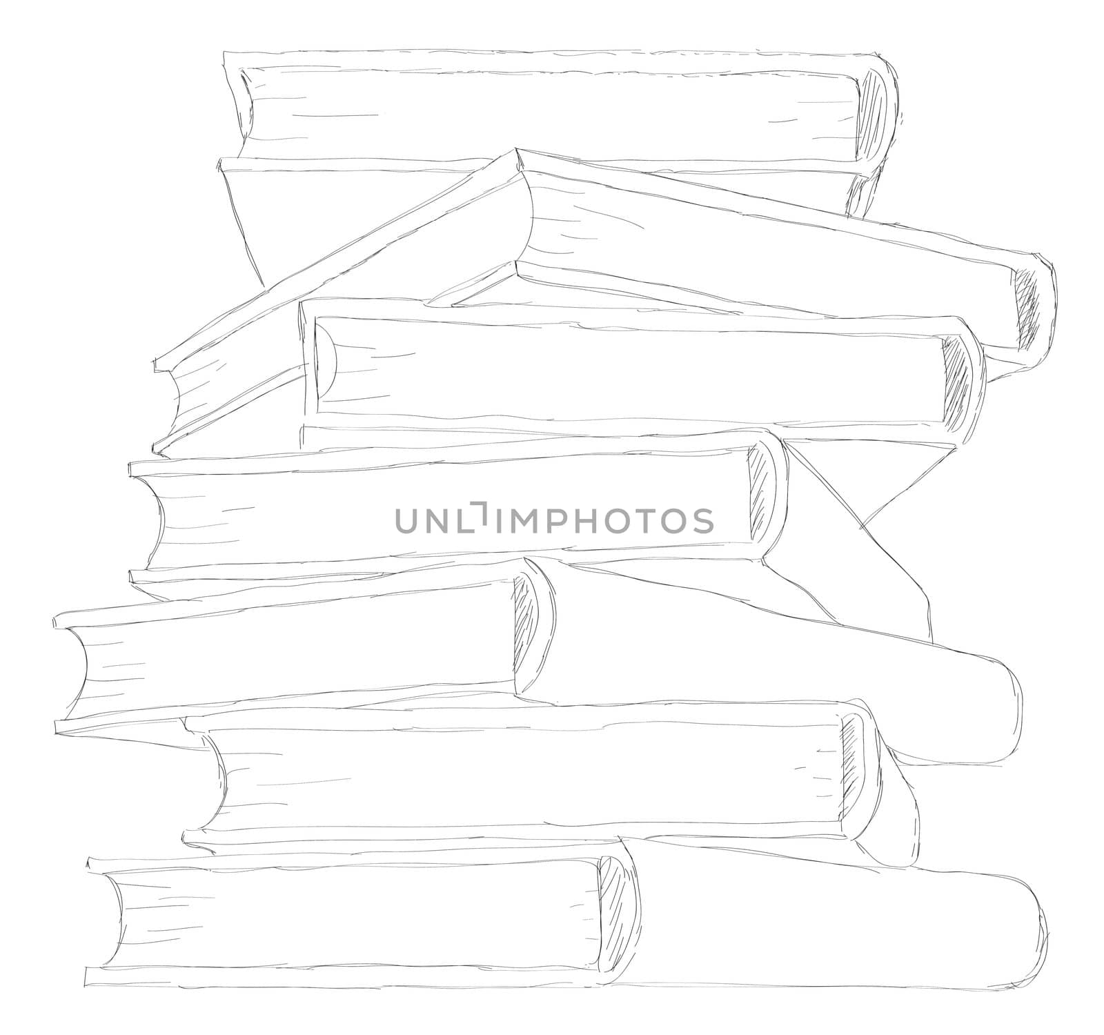 sketch  pile of books - isolated on white background