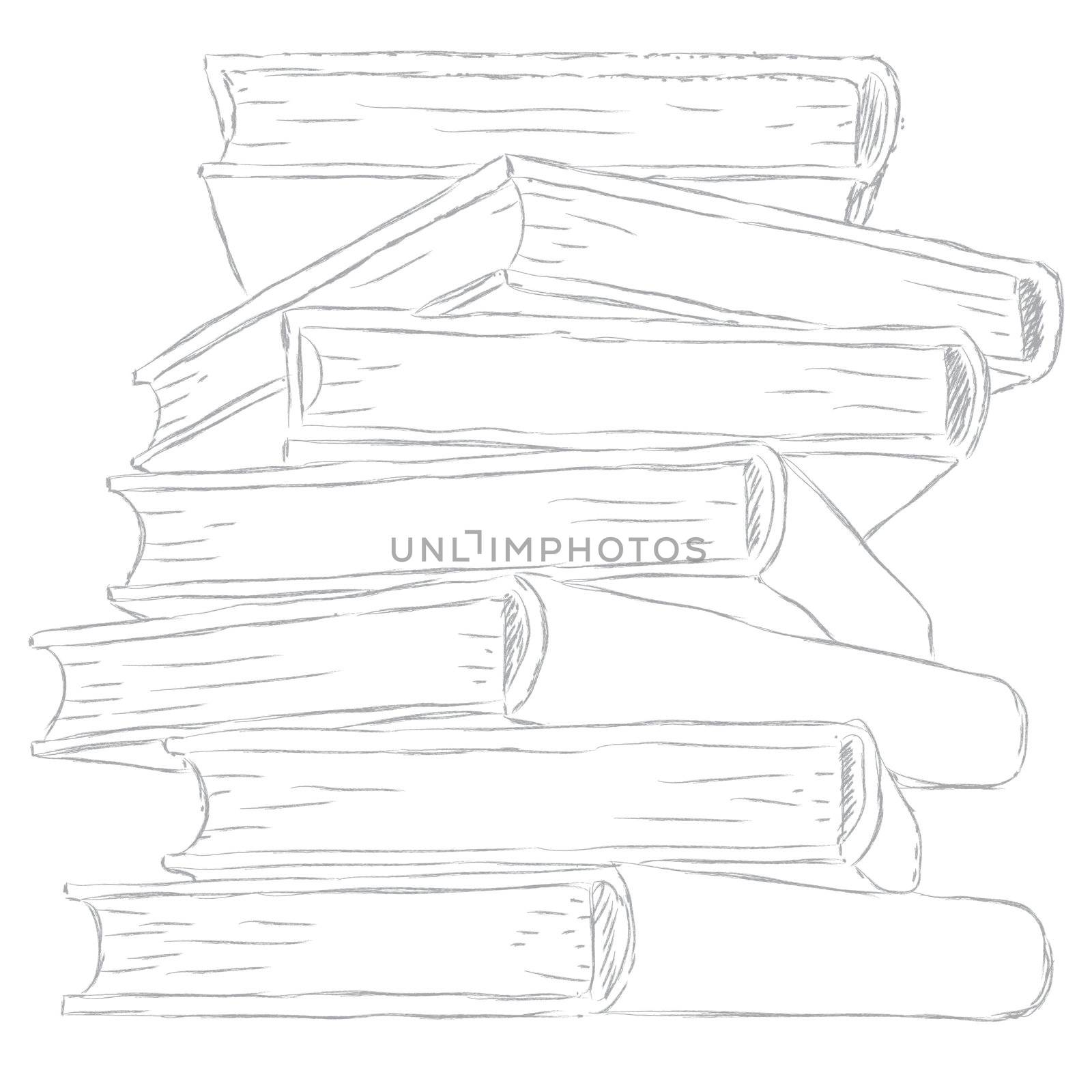 sketch  pile of books - isolated on white background