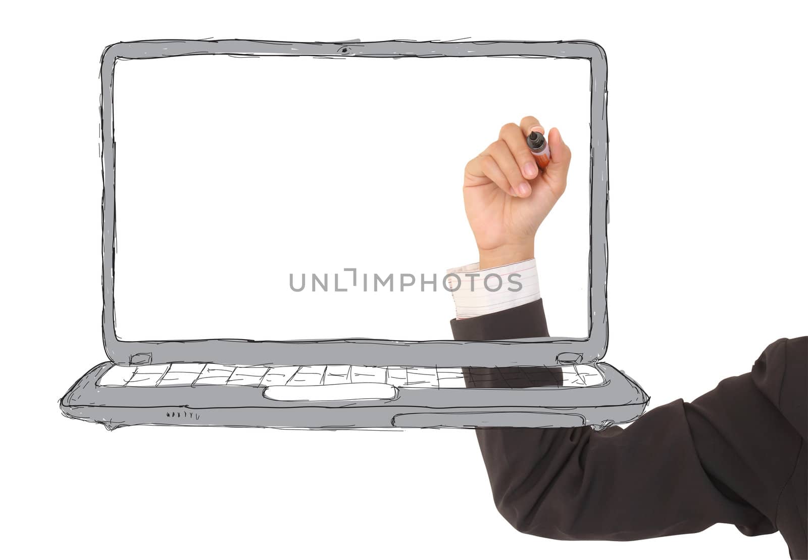 hand drawing laptop
