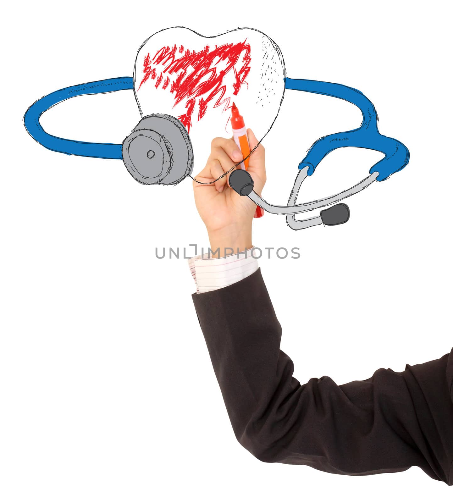 a stethoscope and a heart on a white background by rufous
