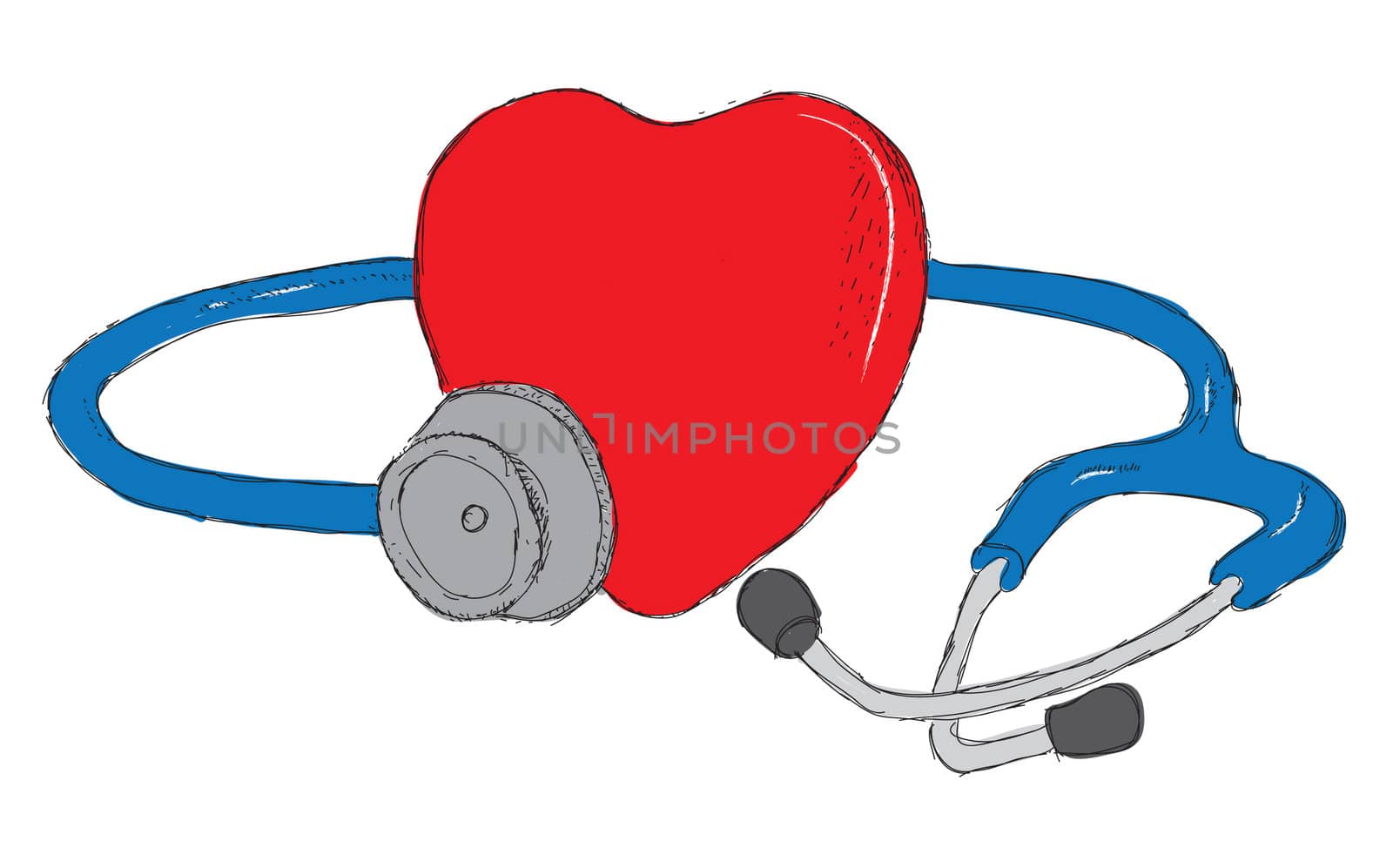 a stethoscope and a heart on a white background