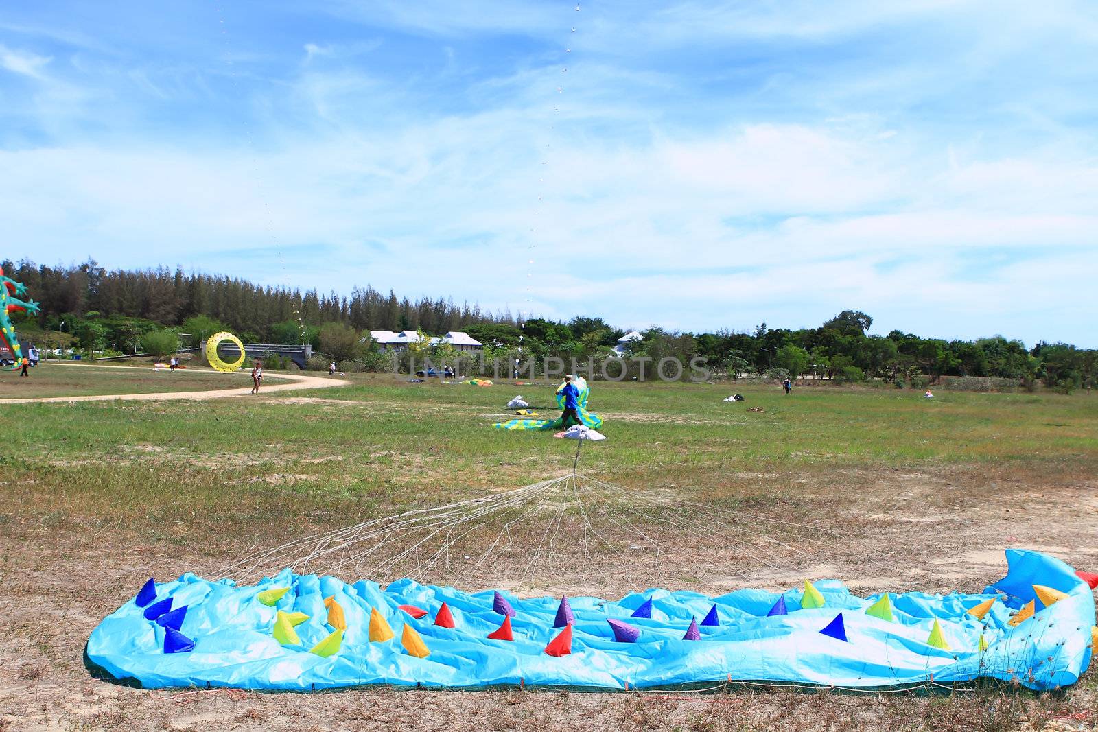 CHA-AM - MARCH 10: Colorful kites in the 12th Thailand International Kite Festival on March 9, 2012 in Naresuan Camp, Cha-am, Thailand