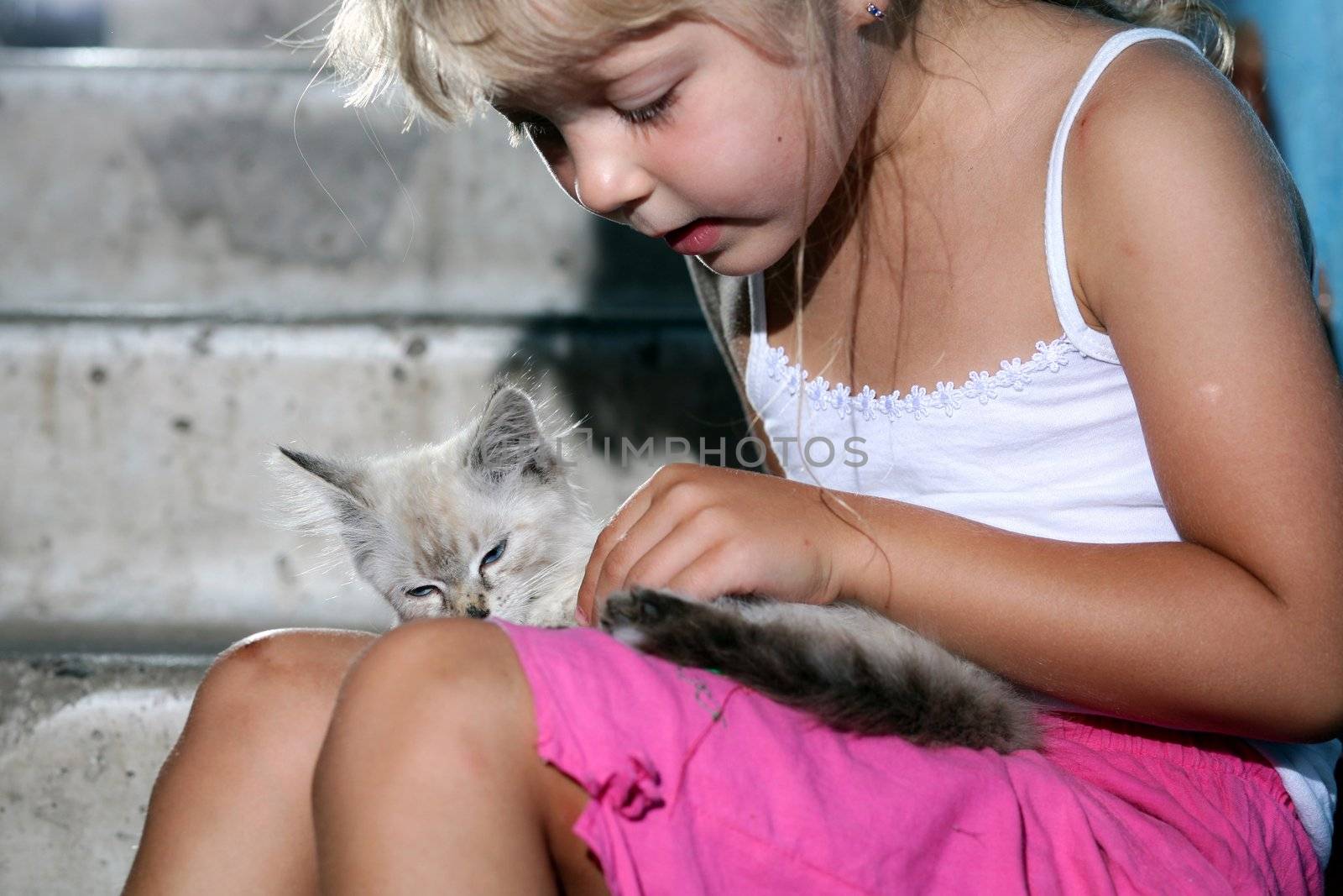 Nice girl with cat by velkol