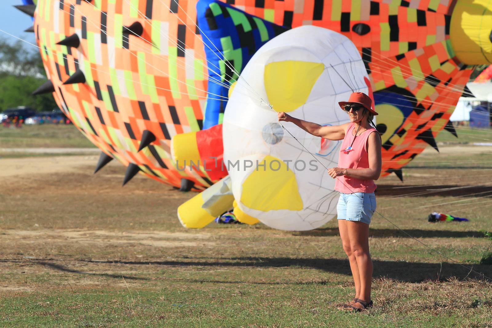 CHA-AM - MARCH 10: Colorful kites in the 12th Thailand Internati by rufous