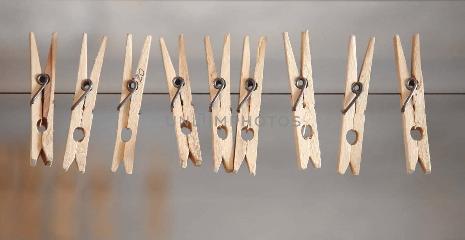 clothespins on a wire