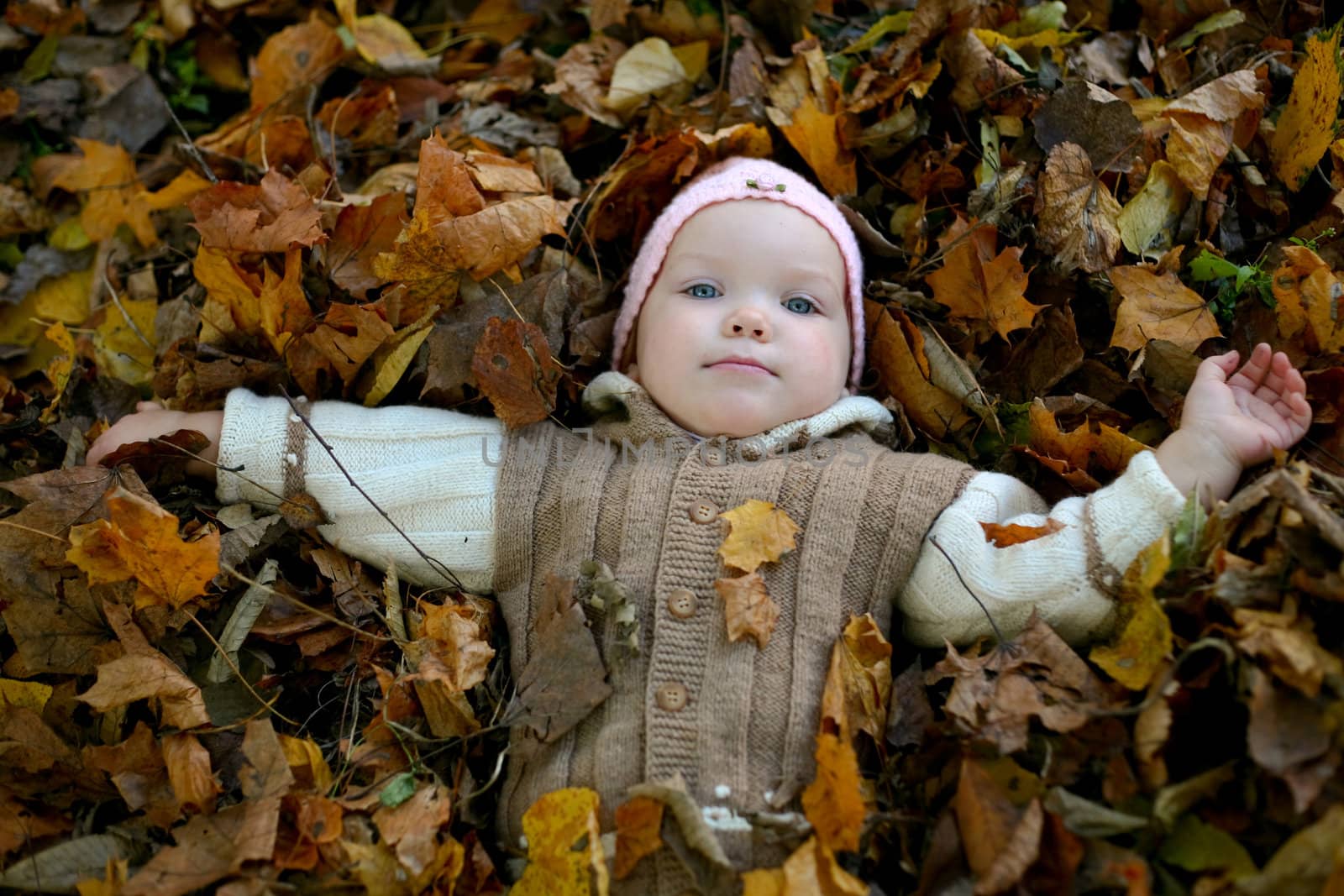 Baby with leaves by velkol