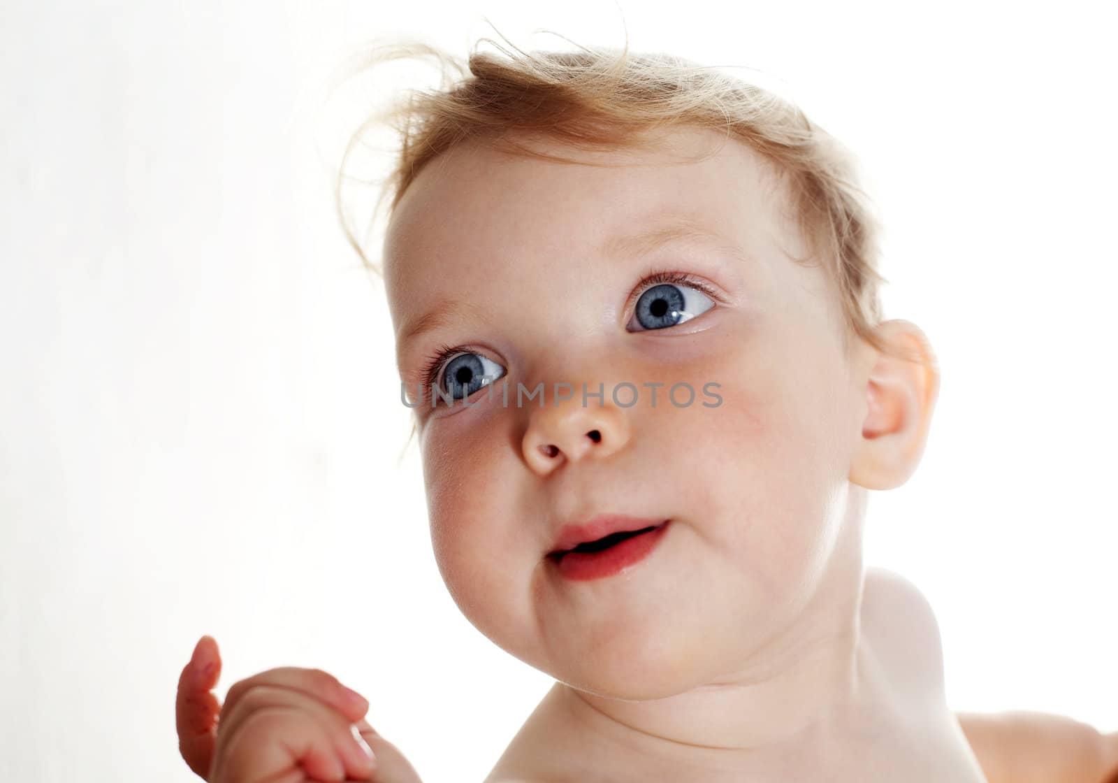 An image of cute baby girl on white background