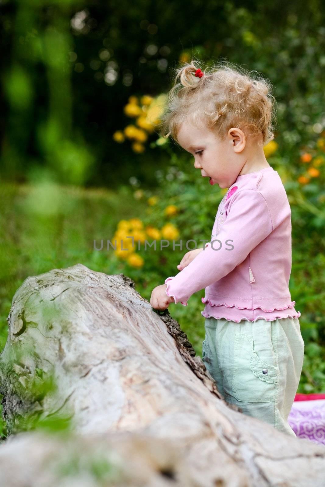 An image of little girl playing outdoor