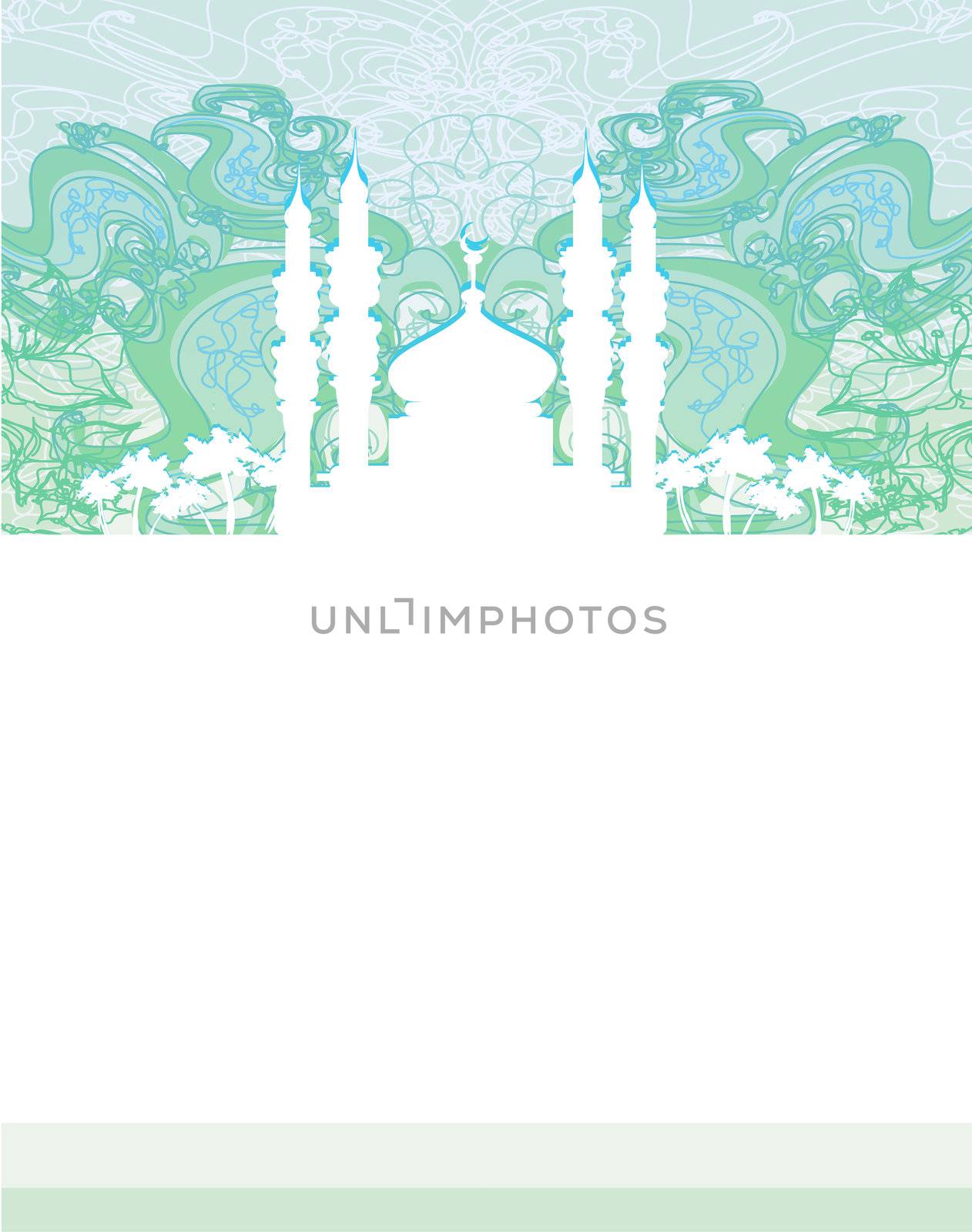 Ramadan background - mosque silhouette vector card