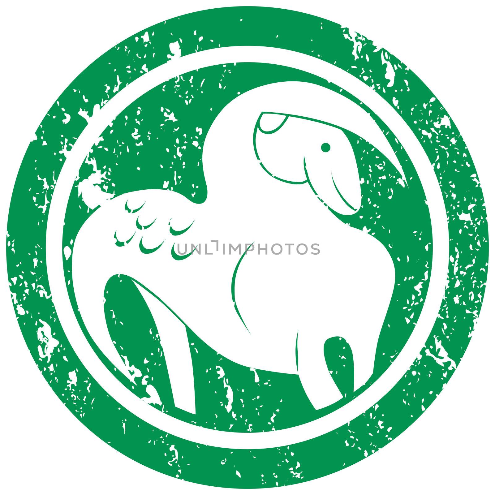 Stylized zodiac sign Capricorn stamp, isolated object over white background