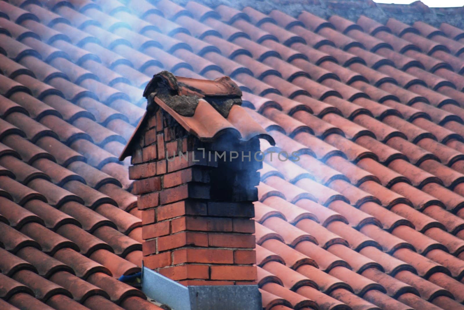 chimney on red roof