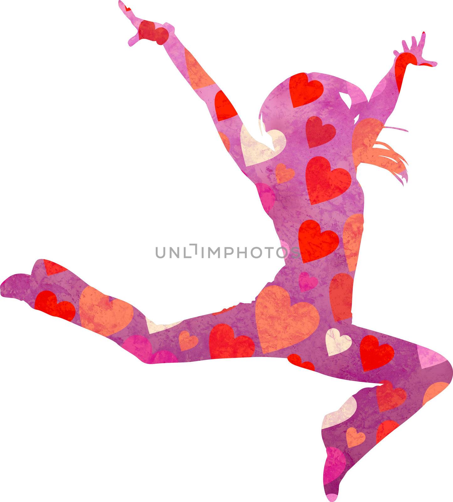 dancing woman silhouette isolated on white backgound watercolor illustration