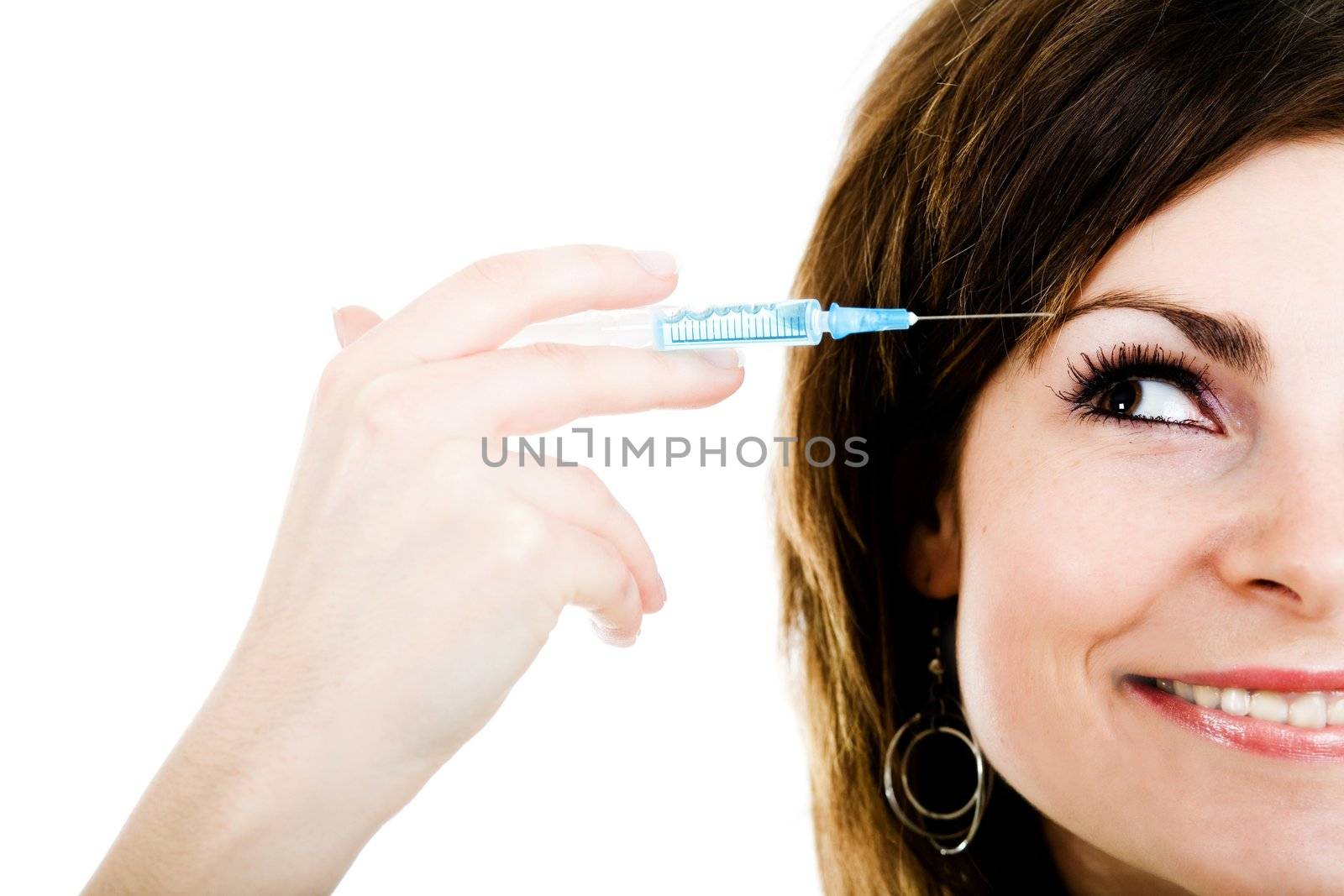An image of smiling girl with an injection