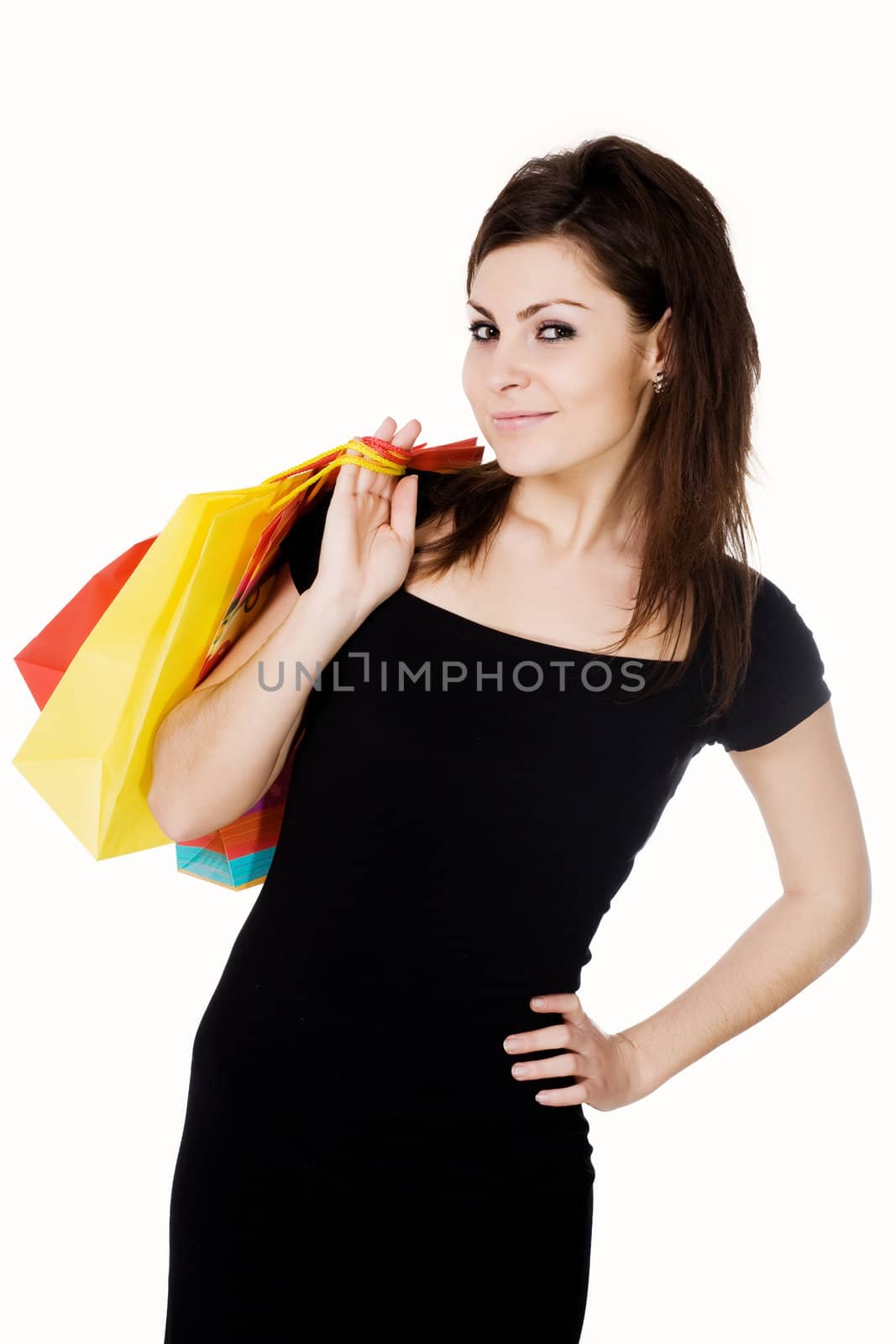 Stock photo: an image of a young girl with bags