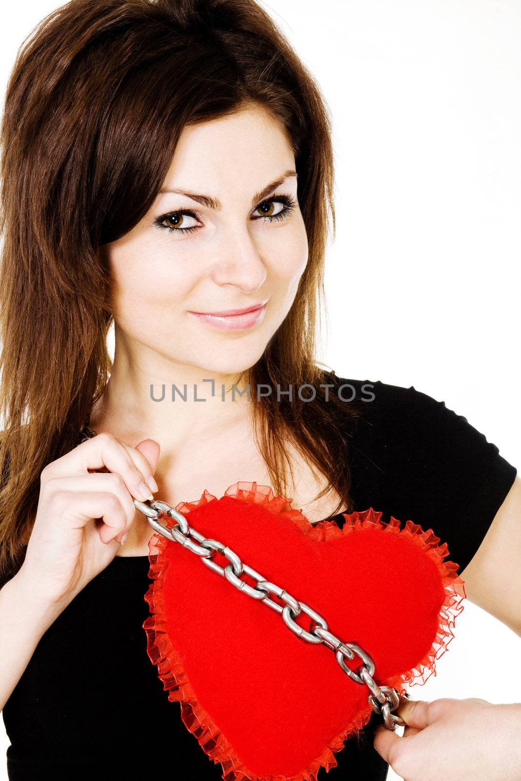 Stock photo: love theme: an image of a girl  with red heart