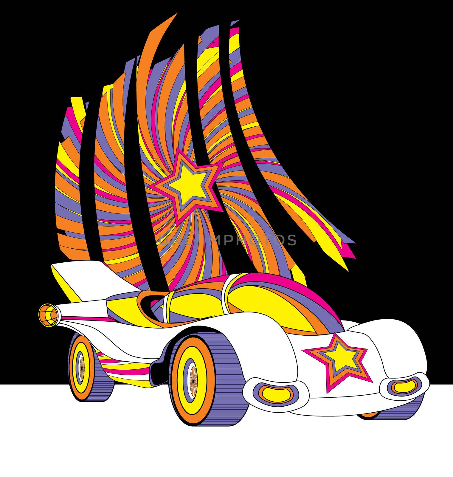 vector style race car with star decor colorful futuristic illustration