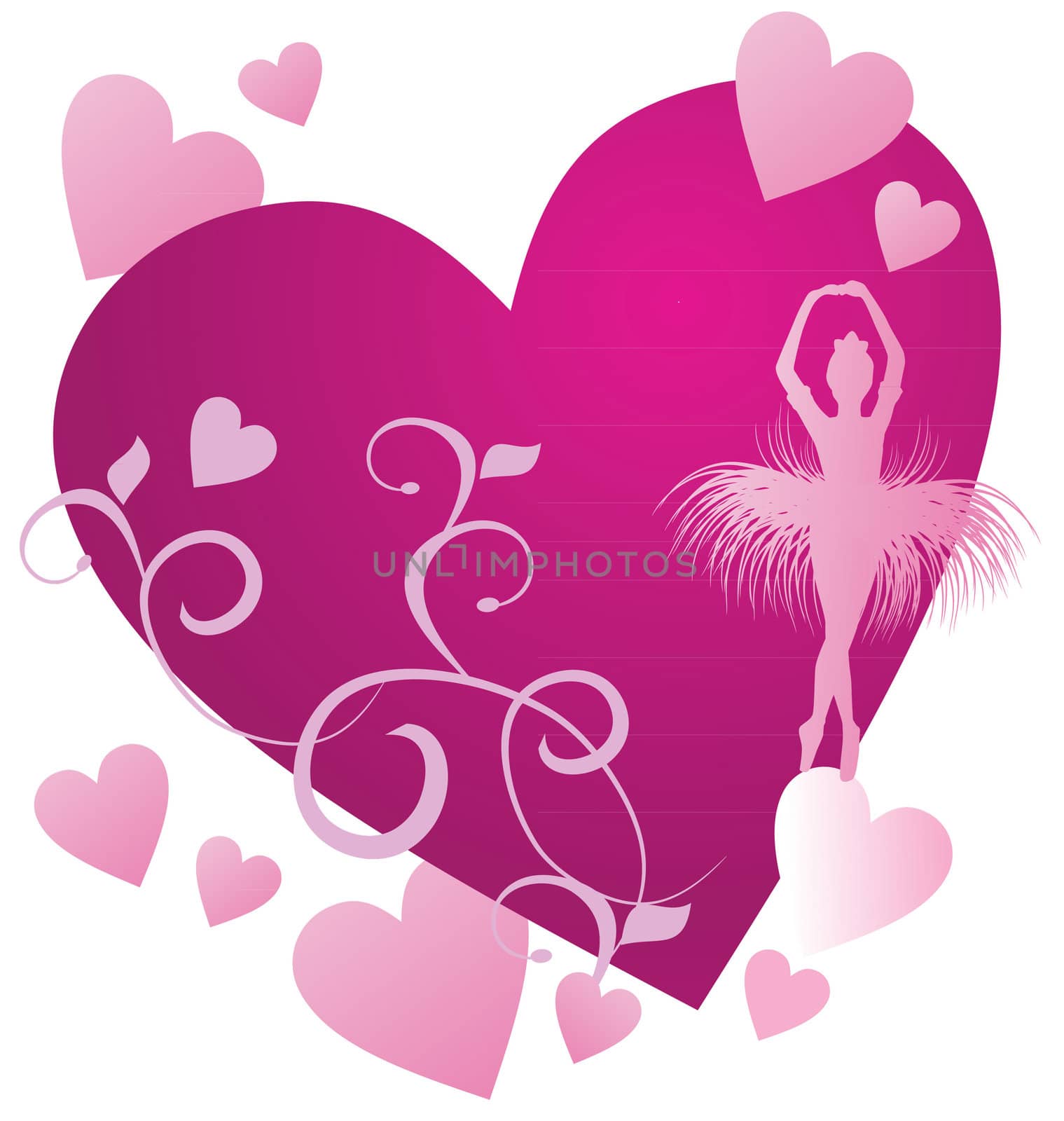 ballerin magenta heart with spring flowers