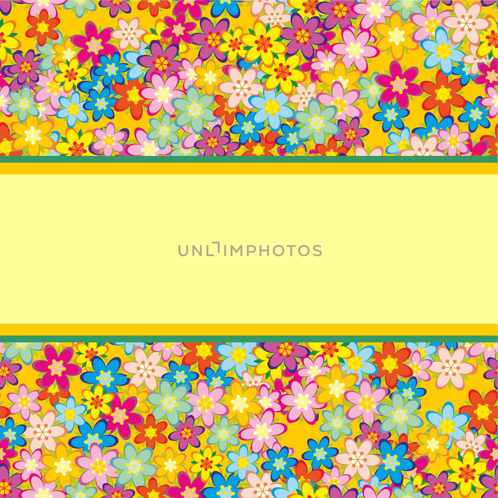 colorful vector flowers pattern with clear place background by CherJu