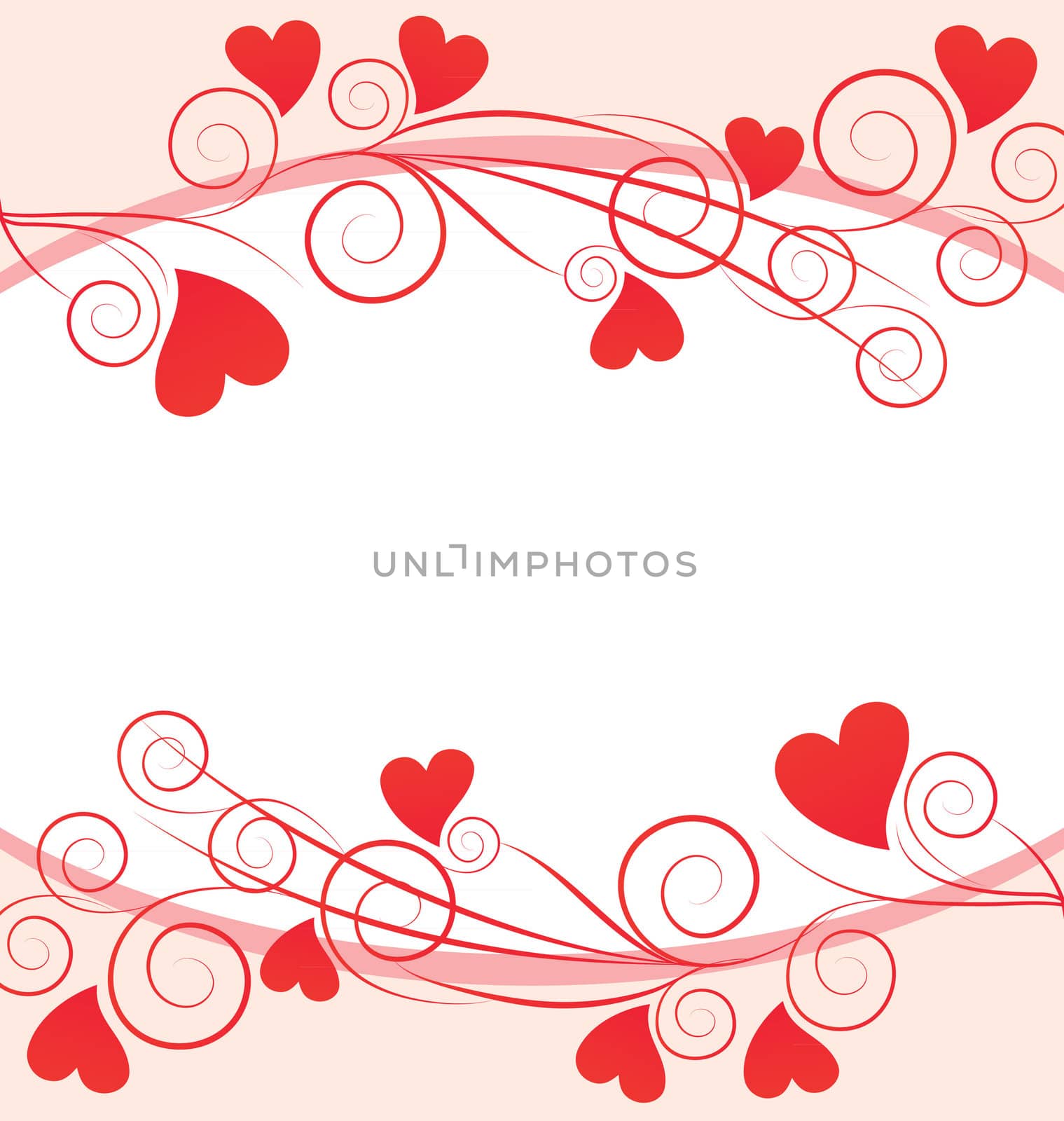 vector red hearts grafic frame on white background