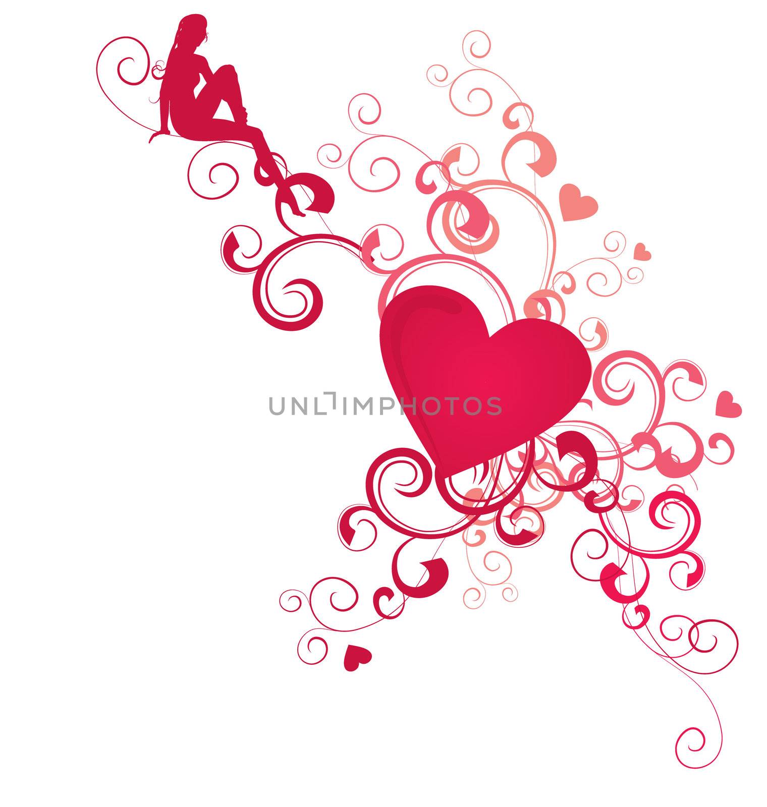 red vector flower isolated on white