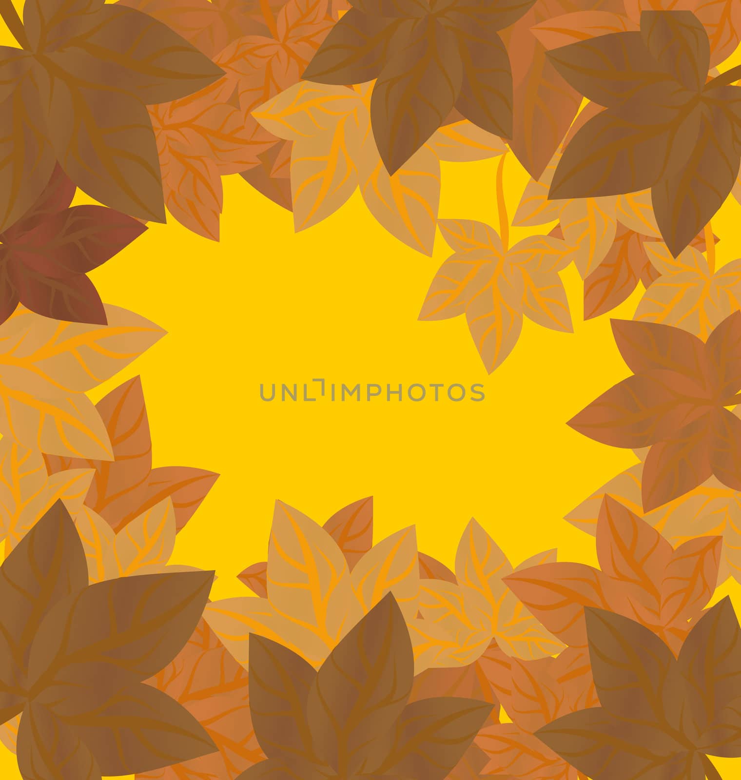 vector frame with autumn leaves red orange yellow by CherJu